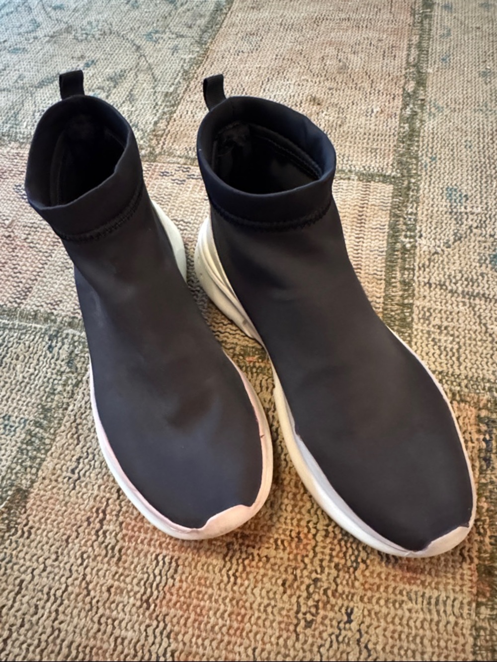 Zara - Women’s Black Slip-On Sock Sneakers with White Sole